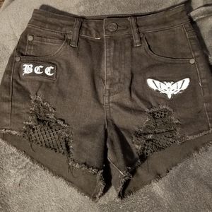 NWOT blackcraft mesh black denim shorts